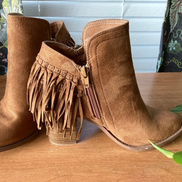 Charlotte Russe Shoes - Charlotte Russe Golden Tan Color  Suede Western Cowboy Style Ankle Boot  7M